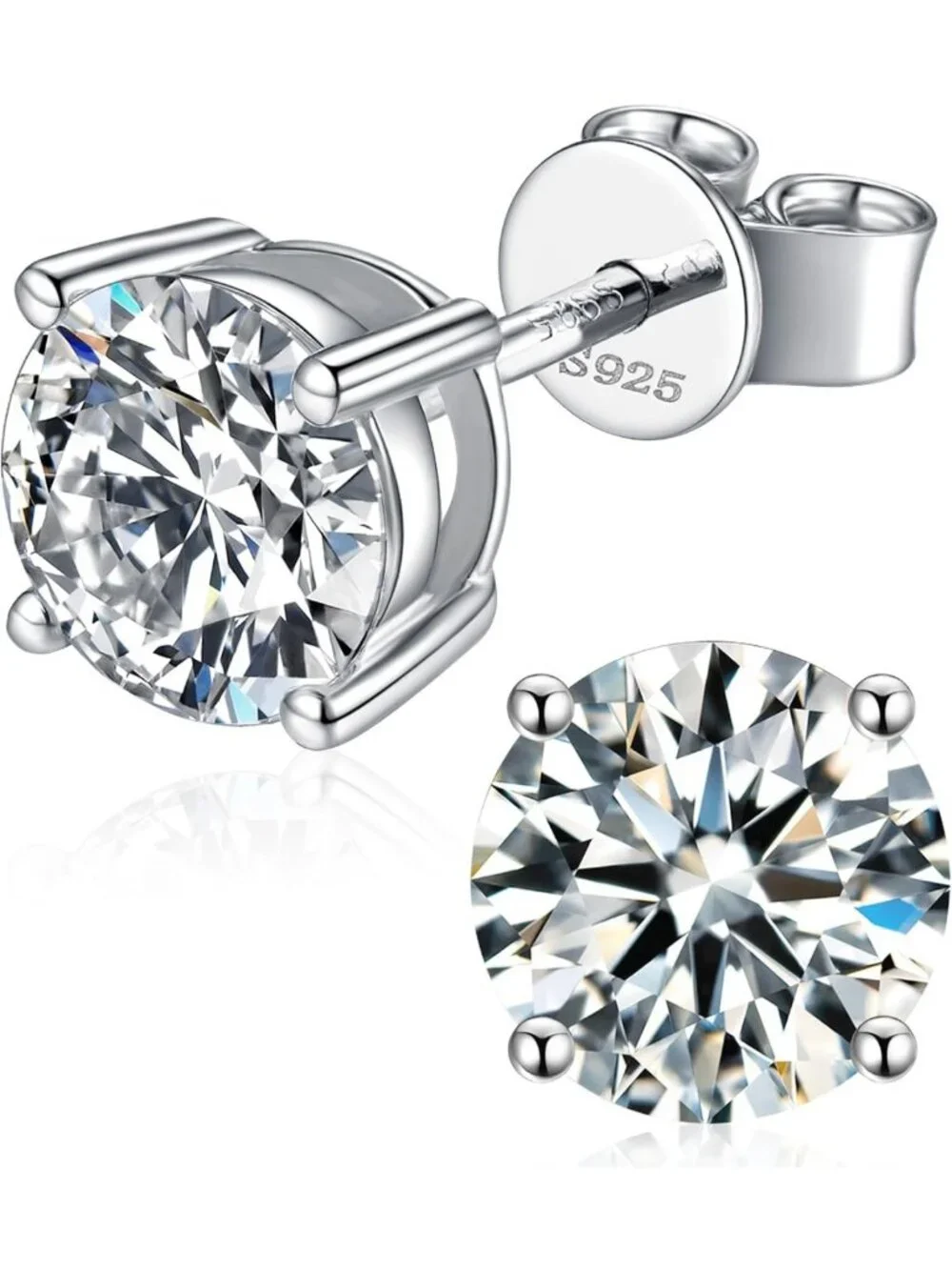 Elegant Moissanite Stud Earrings in 925 Sterling Silver for Women & Men